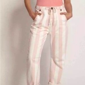 One Teaspoon Pink and White High Waist Safari Pants